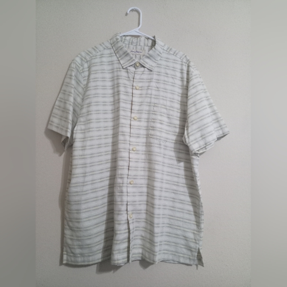 Tommy Bahama Gray Striped Casual Shirt